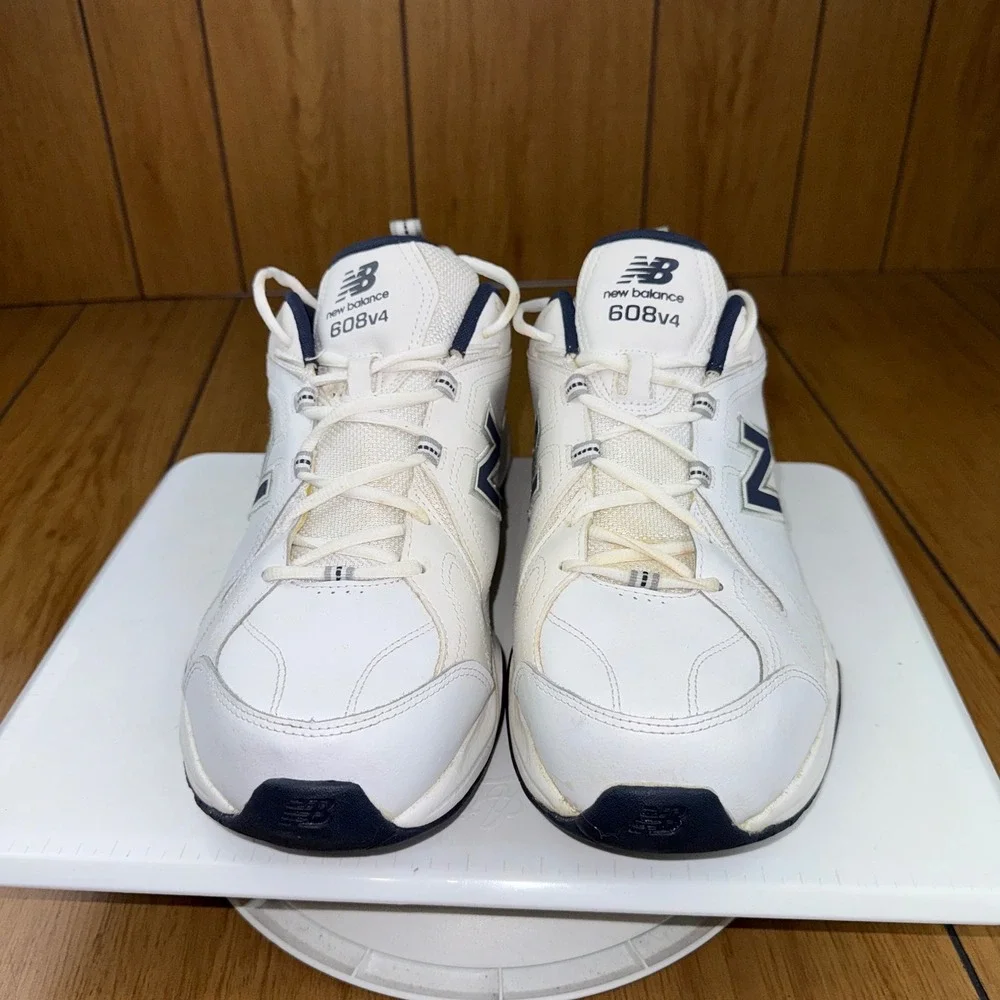 New Balance 608v4 Mens White Navy Leather Training Shoes MX608V4W Size 15 4E